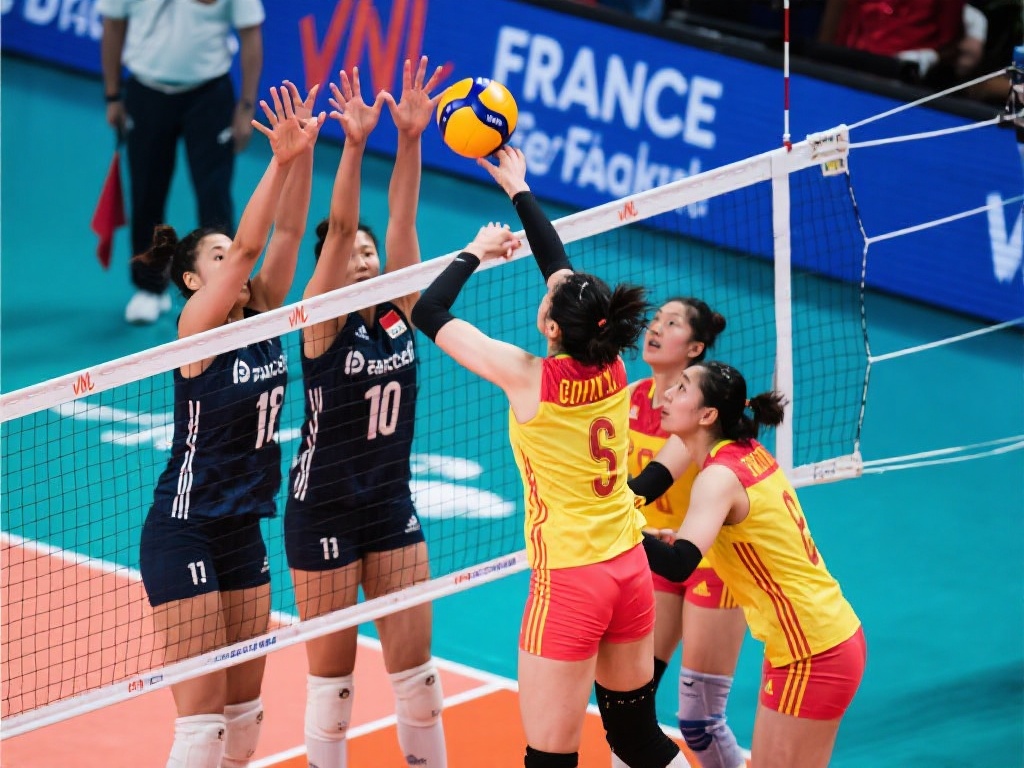 中国女排直落三局轻取法国队勇夺胜利
